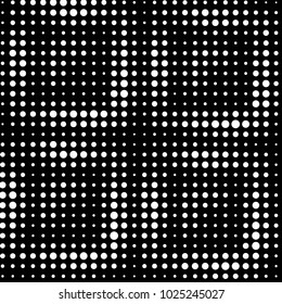 Abstract grunge grid polka dot halftone background pattern. Spotted black and white vector line illustration
