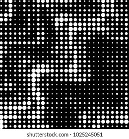 Abstract grunge grid polka dot halftone background pattern. Spotted black and white vector line illustration
