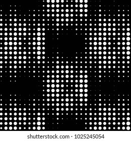 Abstract grunge grid polka dot halftone background pattern. Spotted black and white vector line illustration
