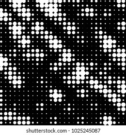 Abstract grunge grid polka dot halftone background pattern. Spotted black and white vector line illustration
