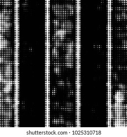 Abstract grunge grid polka dot halftone background pattern. Spotted black and white vector line illustration
