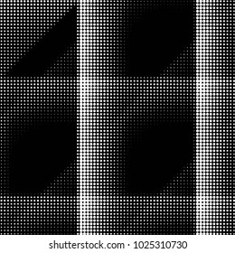 Abstract grunge grid polka dot halftone background pattern. Spotted black and white vector line illustration
