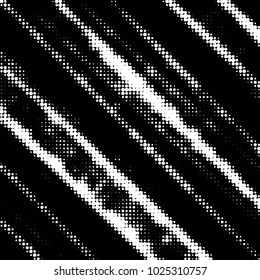 Abstract grunge grid polka dot halftone background pattern. Spotted black and white vector line illustration
