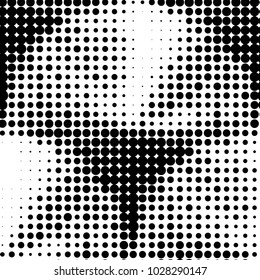 Abstract grunge grid polka dot halftone background pattern. Spotted black and white vector line illustration
