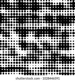 Abstract grunge grid polka dot halftone background pattern. Spotted black and white vector line illustration
