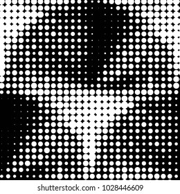 Abstract grunge grid polka dot halftone background pattern. Spotted black and white vector line illustration
