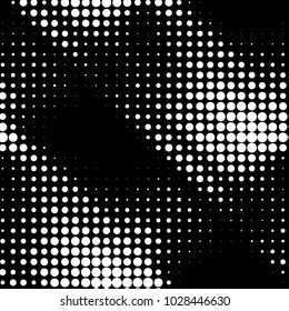 Abstract grunge grid polka dot halftone background pattern. Spotted black and white vector line illustration
