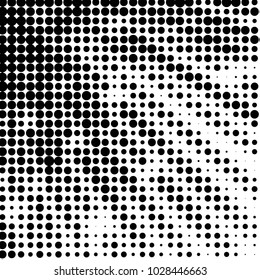 Abstract grunge grid polka dot halftone background pattern. Spotted black and white vector line illustration
