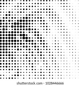 Abstract grunge grid polka dot halftone background pattern. Spotted black and white vector line illustration.
