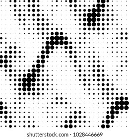 Abstract grunge grid polka dot halftone background pattern. Spotted black and white vector line illustration
