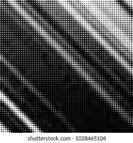 Abstract grunge grid polka dot halftone background pattern. Spotted black and white vector line illustration
