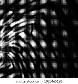 Abstract grunge grid polka dot halftone background pattern. Spotted black and white vector line illustration
