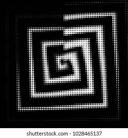 Abstract grunge grid polka dot halftone background pattern. Spotted black and white vector line illustration

