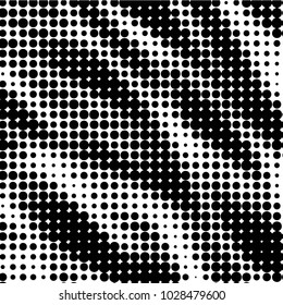 Abstract grunge grid polka dot halftone background pattern. Spotted black and white vector line illustration

