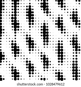 Abstract grunge grid polka dot halftone background pattern. Spotted black and white vector line illustration
