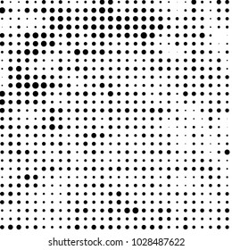 Abstract grunge grid polka dot halftone background pattern. Spotted black and white vector line illustration
