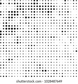 Abstract grunge grid polka dot halftone background pattern. Spotted black and white vector line illustration
