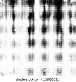 Abstract grunge grid polka dot halftone background pattern. Spotted black and white vector line illustration
