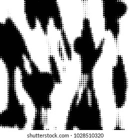 Abstract grunge grid polka dot halftone background pattern. Spotted black and white vector line illustration

