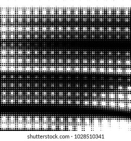 Abstract grunge grid polka dot halftone background pattern. Spotted black and white vector line illustration
