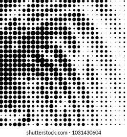 Abstract grunge grid polka dot halftone background pattern. Spotted black and white vector line illustration
