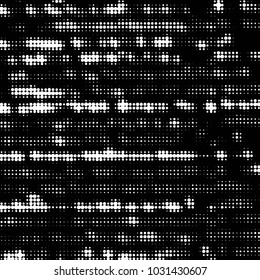 Abstract grunge grid polka dot halftone background pattern. Spotted black and white vector line illustration
