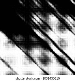 Abstract grunge grid polka dot halftone background pattern. Spotted black and white vector line illustration

