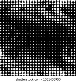 Abstract grunge grid polka dot halftone background pattern. Spotted black and white vector line illustration
