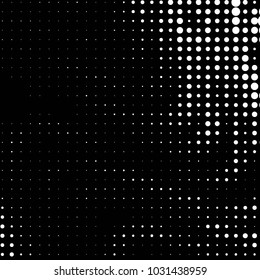 Abstract grunge grid polka dot halftone background pattern. Spotted black and white vector line illustration
