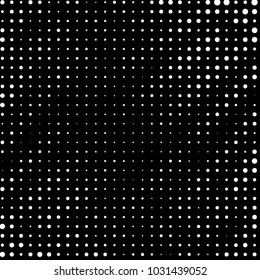 Abstract grunge grid polka dot halftone background pattern. Spotted black and white vector line illustration
