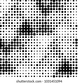 Abstract grunge grid polka dot halftone background pattern. Spotted black and white vector line illustration
