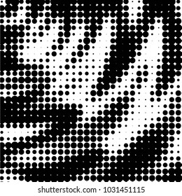 Abstract grunge grid polka dot halftone background pattern. Spotted black and white vector line illustration
