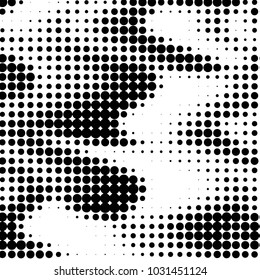 Abstract grunge grid polka dot halftone background pattern. Spotted black and white vector line illustration
