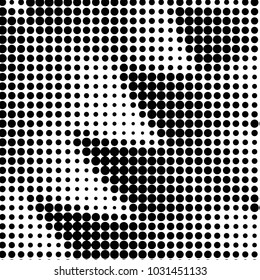 Abstract grunge grid polka dot halftone background pattern. Spotted black and white vector line illustration
