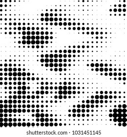 Abstract grunge grid polka dot halftone background pattern. Spotted black and white vector line illustration
