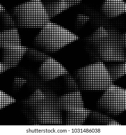 Abstract grunge grid polka dot halftone background pattern. Spotted black and white vector line illustration
