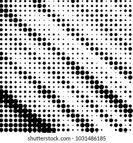 Abstract grunge grid polka dot halftone background pattern. Spotted black and white vector line illustration
