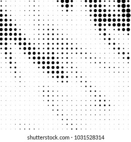 Abstract grunge grid polka dot halftone background pattern. Spotted black and white vector line illustration
