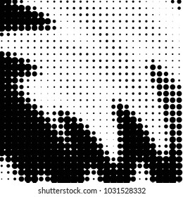 Abstract grunge grid polka dot halftone background pattern. Spotted black and white vector line illustration

