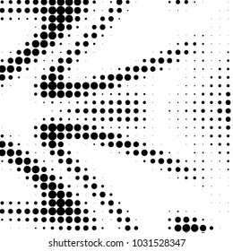 Abstract grunge grid polka dot halftone background pattern. Spotted black and white vector line illustration
