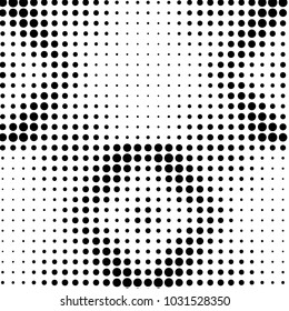 Abstract grunge grid polka dot halftone background pattern. Spotted black and white vector line illustration
