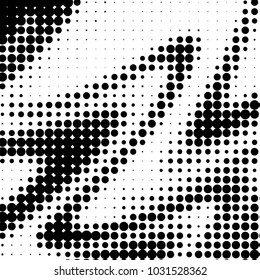 Abstract grunge grid polka dot halftone background pattern. Spotted black and white vector line illustration
