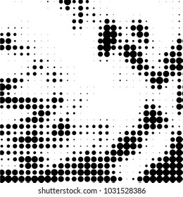 Abstract grunge grid polka dot halftone background pattern. Spotted black and white vector line illustration
