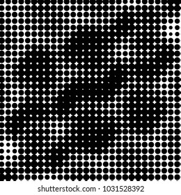 Abstract grunge grid polka dot halftone background pattern. Spotted black and white vector line illustration
