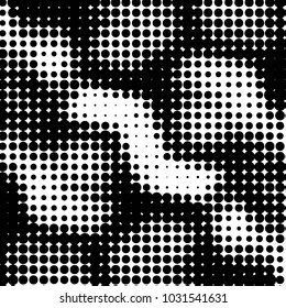 Abstract grunge grid polka dot halftone background pattern. Spotted black and white vector line illustration
