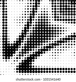 Abstract grunge grid polka dot halftone background pattern. Spotted black and white vector line illustration
