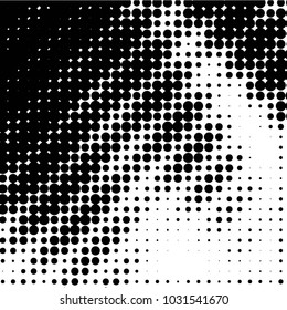 Abstract grunge grid polka dot halftone background pattern. Spotted black and white vector line illustration
