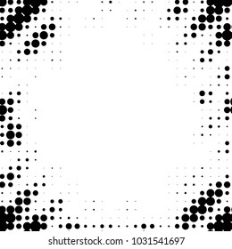 Abstract grunge grid polka dot halftone background pattern. Spotted black and white vector line illustration
