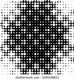 Abstract grunge grid polka dot halftone background pattern. Spotted black and white vector line illustration

