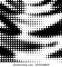 Abstract grunge grid polka dot halftone background pattern. Spotted black and white vector line illustration

